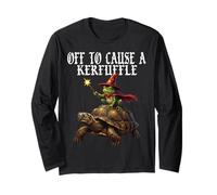 off to Cause a Kerfuffle Funny Whimsical Frog Wizard Turtle Maglia a Manica