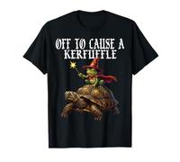 off to Cause a Kerfuffle Funny Whimsical Frog Wizard Turtle Maglietta