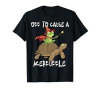 off to Cause a Kerfuffle Funny Whimsical Frog Wizard Turtle Maglietta