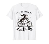 off To Cause A Kerfuffle - Simpatico Design umoristico con Cane Maglietta
