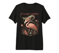 off To Cause A Kerfuffle Wizarding Magic Funny Flamingo Maglietta Premium