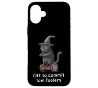 Off to Commit Tom Foolery - Divertente gatto strega Halloween Custodia per iPhone 16 Plus
