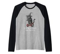 off to Commit Tom Foolery - Divertente Gatto Strega Halloween Maglia con Maniche Raglan