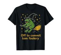 off to Commit Tom Foolery Halloween Frog Witch Scopa Maglietta