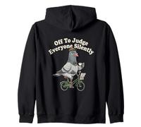 off To Judge Everyone Classy Pigeon Riding Bike Bere caffè Felpa con Cappuccio