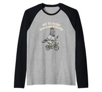 off To Judge Everyone Classy Pigeon Riding Bike Bere caffè Maglia con Maniche Raglan