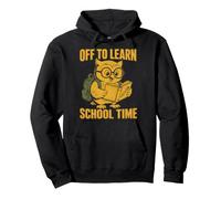 off To Learn School Time Owl Student Reading Felpa con Cappuccio