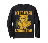 off To Learn School Time Owl Student Reading Maglia a Manica
