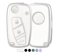 OFF WE GO Cover Chiave Guscio Chiavi per Fiat Bravo Doblo Ducate Panda Grande Punto Stilo Ulysse Fiorino Idea Qubo Custodia Chiave Macchina TPU Copri Chiavi Telecomando Auto Portachiavi,Argento Bianco