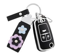 OFF WE GO Cover Chiave Guscio Custodia Chiavi per Opel Vauxhall Astra H J K Adam Insignia A Meriva B Mokka X Vectra C Zafira Mokka Coprichiave con Portachiavi Macchina Telecomando Auto, Argento Nero