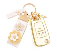 OFF WE GO Cover Chiave Guscio Custodia Chiavi per Opel Vauxhall Astra H J K Adam Insignia A Meriva B Mokka X Vectra C Zafira Mokka Coprichiave con Portachiavi Macchina Telecomando Auto, Oro Bianco
