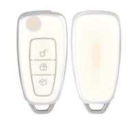 OFF WE GO Custodia Chiave Cover Chiave Guscio Chiavi per Ford MK4 Mk8 Kuga Fiest Focus Galaxy Transit Custom Connect Tourneo Mondeo Coprichiave Macchina TPU Telecomando Auto Portachiavi,Argento Bianco