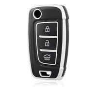 OFF WE GO Custodia Chiave Cover Chiave Guscio Chiavi per Hyundai i10 i20 i30 i35 i30n i40 ix20 ix35 i30n NX4 Kona Tucson Azera Verna TPU Copri Chiavi Macchina Telecomando Auto Portachiavi,Argento Nero