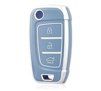 OFF WE GO Custodia Chiave Cover Chiave Guscio Chiavi per Hyundai i10 i20 i30 i35 i30n i40 ix20 ix35 i30n NX4 Kona Tucson Azera Verna TPU Copri Chiavi Macchina Telecomando Auto Portachiavi, Argento Blu