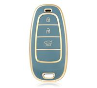 OFF WE GO Custodia Chiave Cover Chiave Guscio Chiavi per Hyundai Tucson Nexo Santa Fe TM Ioniq 5 Sonata DN8 TPU Copri Chiavi Telecomando Auto Portachiavi, Oro Blu