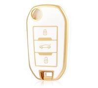 OFF WE GO Custodia Chiave Cover Chiave Guscio Chiavi per Peugeot 208 301 307 308 407 508 2008 3008 5008 Citroen C2 C3 C4 C5 C6 C4L C5 DS6 Coprichiave Macchina TPU Telecomando Auto, Oro Bianco