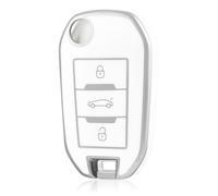 OFF WE GO Custodia Chiave Cover Chiave Guscio Chiavi per Peugeot 208 301 307 308 407 508 2008 3008 5008 Citroen C2 C3 C4 C5 C6 C4L C5 DS6 Coprichiave Macchina TPU Telecomando Auto, Argento Bianco