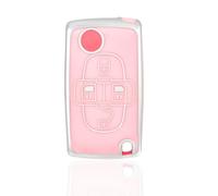 OFF WE GO Custodia Chiave Cover Chiave Guscio Chiavi per Peugeot 807 1007 Citroen C8 Fiat TPU Copri Chiavi Telecomando Auto Portachiavi, Argento Rosa