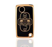 OFF WE GO Custodia Chiave Cover Chiave Guscio Chiavi per Peugeot 807 1007 Citroen C8 Fiat TPU Copri Chiavi Telecomando Auto Portachiavi, Oro Nero