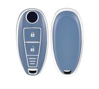 OFF WE GO Custodia Chiave Cover Chiave Guscio Chiavi per Suzuki Swift Vitara Grand Vitara II SX4 Baleno Ertiga Ciaz S-cross Kizashi Jimny Coprichiave Macchina TPU Telecomando Portachiavi, Argento Blu