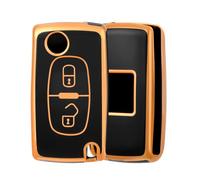 OFF WE GO Custodia Chiave Guscio Auto Copertina Chiave Macchina per Peugeot 207 307 308 407 408 3008 5008 Citroen C2 C3 C4 C5 C6 C8 TPU Guscio Cover Portachiavi Custodia Telecomando Cancello, Oro Nero