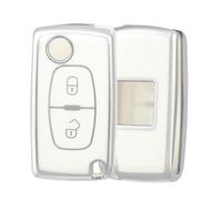 OFF WE GO Custodia Chiave Guscio Auto Copertina Chiave Macchina per Peugeot 207 307 308 407 408 3008 5008 Citroen C2 C3 C4 C5 C6 C8 TPU Guscio Cover Portachiavi Custodia Telecomando, Argento Bianco