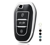 OFF WE GO Custodia Chiave Guscio Auto Copertina Chiave Macchina per Peugeot 208 308 408 508 307 2008 3008 5008 Citroen C3 C4 C5 DS3 DS5 DS7 Guscio Cover Portachiavi Telecomando Cancello, Argento Nero