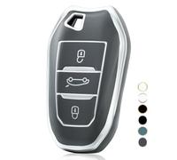 OFF WE GO Custodia Chiave Guscio Auto Copertina Chiave Macchina per Peugeot 208 308 408 508 307 2008 3008 5008 Citroen C3 C4 C5 DS3 DS5 DS7 Guscio Cover Portachiavi Telecomando Cancello,Argento Grigio