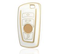 OFF WE GO Custodia Chiave per BMW Guscio Auto Copertina Chiave Macchina per 1 2 3 4 5 6 7 Series X3 X4 M2 M3 M4 M5 M6 F10 F11 F20 F21 Guscio Cover Portachiavi Custodia, Oro Bianco