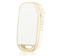 OFF WE GO Custodia Chiave per KIA Guscio Auto Copertina Chiave Macchina per Ceed Soul Sportage Sorento Stinger Rio Optima Niro Forte Guscio Cover Portachiavi Custodia Telecomando Cancello,Oro Bianco