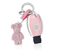 OFF WE GO Guscio Custodia Chiavi Cover Chiave per Mercedes Benz A B C E GLA GLC GLE GLK SLK CLA CLK W176 W245 A203 W204 W211 Coprichiave con Portachiavi Macchina Telecomando Auto, Rosa