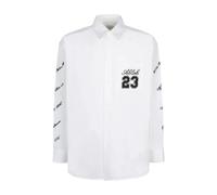 Off White - Camicia in Cotone con Logo Ricamato - - Blouses & Shirts - Uomo - Bianco - M