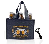 OFFAXE Borsa in feltro 6 bottiglie - Borsa per birra da uomo in feltro da 3 mm con 6 scomparti, regalo per gli amanti della birra con pratico apribottiglie (grigio)