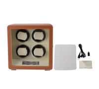 OFFAXE Caricatore automatico per orologi da 4 pezzi con motore silenzioso, scatola espositiva per caricaorologi, avvolgitore per sblocco con impronta digitale in pelle, avvolgitore per (Braun)