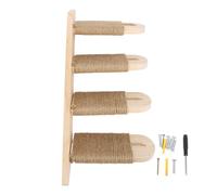 OFFAXE Cat Climbing Shelves, Pine Wood Cat Wall Shelves with Sturdy Material and Secure Structure, Space Saving Cat Shelf for Sleeping Playing (4 Layers)
