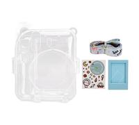 OFFAXE Étui Transparent pour Appareil Photo, nuova custodia in vetro con adesivo sul retro, cornice per foto da 3 pollici, set di custodie trasparenti resistenti ai graffi da 4 pezzi (azul)