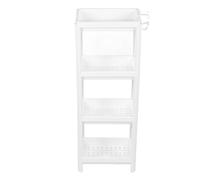 OFFAXE Freistehender, Plastik Multifunktionales Lagerregal Organizer mit Stilvolles Weißes Design und Großen Speicherplatz, Schrank Regal für Badezimmer (4 Schicht)