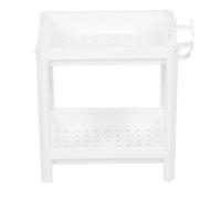 OFFAXE Freistehender, Plastik Multifunktionales Lagerregal Organizer mit Stilvolles Weißes Design und Großen Speicherplatz, Schrank Regal für Badezimmer (2 Tier)
