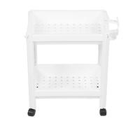 OFFAXE Freistehender, Plastik Multifunktionales Lagerregal Organizer mit Stilvolles Weißes Design und Großen Speicherplatz, Schrank Regal für Badezimmer (2 Schichten (mit Rädern))