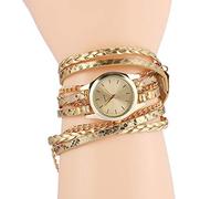 OFFAXE Montre-bracelet pour femme, élégante montre à quartz analogique avec cadran numérique, montre bracelet en cuir pour femme, montre à quartz analogique rétro vintage, pour (Or)