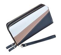 OFFAXE Portafoglio, Portafoglio Lungo PU Cerniera a 2 Vie 2 Scomparti Portafoglio a Mano Collisione di Colore di Grande Capacità, Organizzatore Portafoglio per Passaporto, per la Vita (Negro)