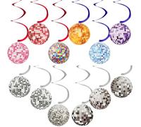 OFFCUP 12 Pezzi Party decorazione Festa Ghirlande a Spirale Arcobaleno da Appendere retrò per Disco Febbre Musica Hippie