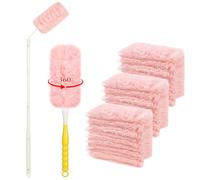OFFCUP 32 Pezzi Ricariche per Spolverino, 360° Kit per Spolverare Elettrostatico Compatibile con Swiffer Duster, Piumini Cattura Polvere con 1 Manico 1 Telescopici Spolverini Usa e Getta