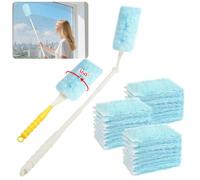 OFFCUP 32 Pezzi Ricariche per Spolverino, 360° Kit per Spolverare Elettrostatico Compatibile con Swiffer Duster, Piumini Cattura Polvere con 1 Manico 1 Telescopici Spolverini Usa e Getta