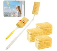 OFFCUP 32 Pezzi Ricariche Spolverino 360° Kit Elettrostatico Swiffer Duster | Compatibile, Piumini Cattura Polvere, con 1 Manico, 1 Telescopici Spolverini, Usa e Getta