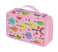 OFFCUP Astuccio 3 Scomparti, Astuccio Scuola 3 Zip, Portapenne Cancelleria 52 fori Astucci Grande Matite Trucco Borsa per Scuola Ufficio Bambina Ragazzi Studenti (Rosa)