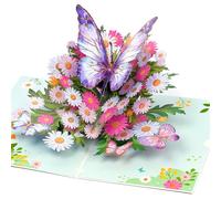 OFFCUP Biglietto Farfalla Pop-Up, Biglietto Regalo 3D Compleanno, con Busta | Biglietto Pop-Up con Farfalle Sui Fiori, Popup Biglietto di Auguri, Biglietto di Auguri Fiore per Amiche, Madri