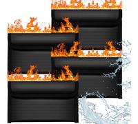 OFFCUP Borsa Ignifuga, 4x Cartella Ignifuga Impermeabile, 20.2 * 11.8cm Fuoco Custodia Sicura Portadocumenti Con Cerniera Borsa Protettiva per Contanti per Oggetti di Valore (Nero)