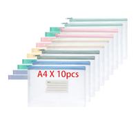 OFFCUP Borse di File A4, 10 Pezzi Sacchetto di Zip Impermeabile, Mesh Sacchetto del Documento, Sacchetto Di Documenti Portatile, Busta Plastica per Uffici Cosmetici Forniture Accessori da Viaggio