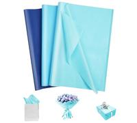 OFFCUP Carta Velina Colorata, 60 Fogli 50 * 35CM, Per Pompon, Fai Da Te, Hobby Creativi, Confezioni Regalo, Riempitivi Per Scatole (Serie Blu)